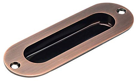 MiJunHD Recessed Flush Door Handles Stainless Steel Cabinet & Furniture Door Pulls 102 * 51mm Silver Rectangle Handles/Pulls for Interior & Closet Doors (2*Red 120 * 40mm Round)