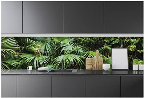 Fototapete Küche Abwaschbar Natur Dschungel Wald - 250x60 cm Einteilig Premium Küchenrückwand - Inklusive Kleister Modern Küchentapete Fototapeten Vlies Tapete UV-Beständig Montagefertig