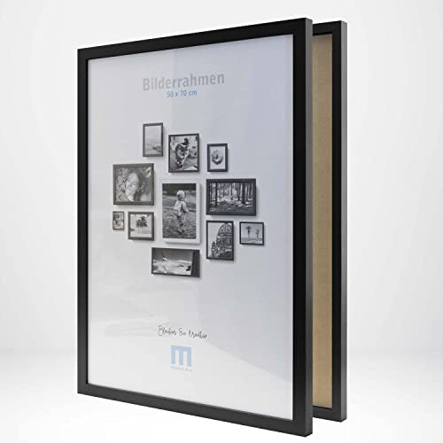 M MERCEO Bilderrahmen 50x70cm schwarz, 2 Stk. | MDF, Minimalistisch & modern, Acrylglasschutz, Wandmontage, Hoch- oder Querformat
