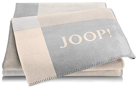 Joop!® Mosaic Kuscheldecke I samt-weiche Wohn-Decke in Sand-Rauch I Sofadecke aus Baumwollmischgewebe | Tagesdecke 150x200cm | nachhaltig produziert in Deutschland I Öko-Tex Standard 100