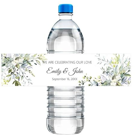 Étiquettes de bouteille d'eau personnalisées, 30 pièces, autocollants, texte nom personnalisé, décor d'anniversaire, de baptême et de mariage (A)