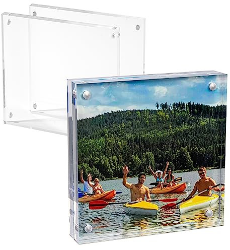 DuraClear Magnetischer Bilderrahmen 10x10 cm - Rahmenloser Halter für Polaroid- und Passbilder - Ideal für modernes, minimalistisches Dekor