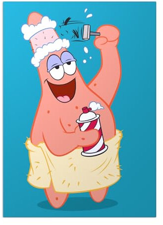 Displate - Poster aus Metall - Magnet-Montage - SpongeBob SquarePants - Patrick Star - Eyebrows Shaved Off - Größe M - 32x45cm Matt