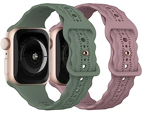 Suitisbest Lot de 2 bracelets compatibles avec Apple Watch 38 mm, 40 mm, 41 mm, 42 mm, 44 mm, 45 mm, 46 mm, 49 mm, en silicone, avec fermeture à pression pour Apple Watch 11 10 9 8 7 6 5 4 3 2 1