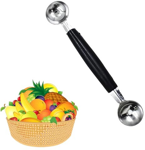 Double Sided Melon Baller, Melon Ball Scoop,Fruit Baller, Melon Baller Scoop,Melon Scoop,Double Sided Stainless Steel Round Melon Scoop Ice Cream Scoop Cookie Scoop Dessert Scoop for Fruit Ice Cream