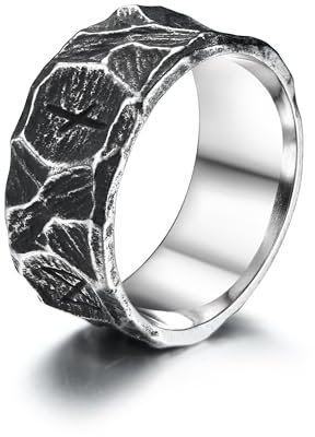 GTHIC Edelstahl-Wikinger-Ringe für Männer und Frauen, Punk-Vintage-Bandring, nordische Runen, Amulett-Ring, Schmuck, Geschenk für Paare, Größe 8