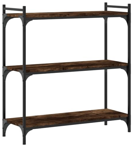 vidaXL Bücherregal, Bücherschrank mit 3 Böden, Regal mit verstellbaren Beinen, Standregal Aktenregal Büroregal, Räuchereiche Holzwerkstoff