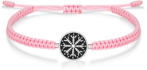 J.Endéar Bracelet Viking Boussole pour Femme, Bracelet Argent 925 pour Homme, Bracelet Filigrane Fait Main Rose, Bijoux Vintage Nordiques pour Garçon