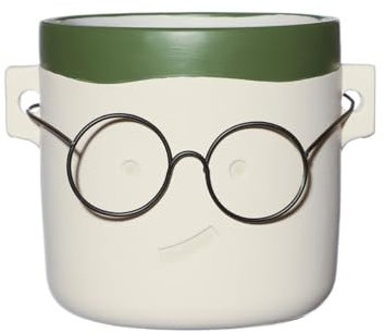 NaDeco Blumentopf mit Gesicht und Brille, in Zwei Farben und 4 Größen wählbar | Lustige Deko Pflanztöpfe | Übertopf | Blumentopf | Sukkulenten & Kakteen Topf, Farbe:Grün (Harry), Größe:Ø12 h.11.5 cm