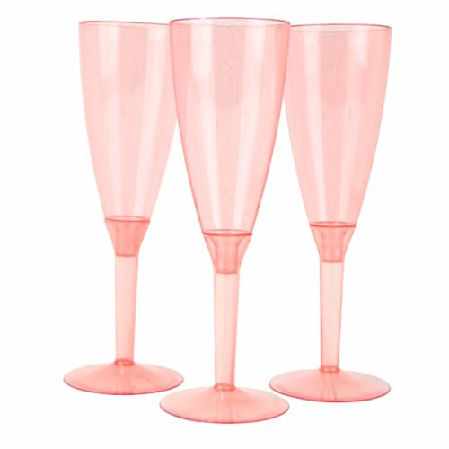 DUE ESSE S.N.C. DI SABATINI ALDO PZ 50 CALICE FLUTE CHAMPAGNE BICCHIERI ROSA GLITTER PROSECCO TRASPARENTI PER APERITIVO APERICENA MONOUSO