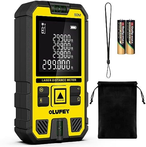 OLUFEY Laser Measure 120M,Laser Distance Meter Device IP54 Portable Digital Measure Tool Range Finder with Bubble Levels and LCD Backlit