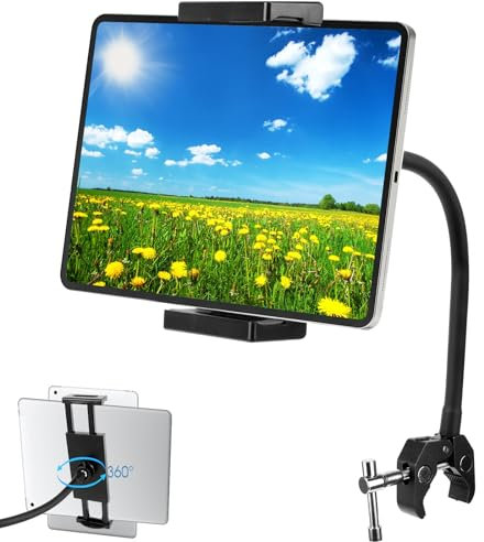 UMILKI Soporte Tablet Móvil Multiángulo, Soporte con Brazo de Cuello de Cisne 360° Ajustable, Soporte Tablet Flexible Ajustable para para iPad/iPhone/Switch/Samsung Galaxy/Huawei/Fire y Más