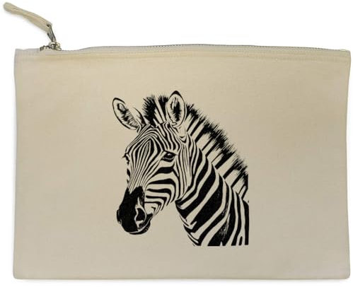 Cl00034370 Clutch-Tasche / Zubehörtasche aus Segeltuch Zebra, natur, 28cm