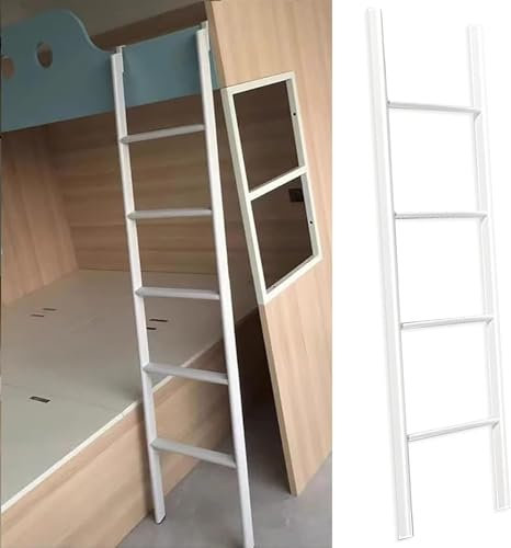 AviiSo Safety Ladder Dorm Loft Bunk Bed Ladder Replacement, Auxiliary Climb Ladders, Metal Bunk Ladder with Hook Pads Brackets(Color:White,Size:1.75m/68.8 Inch)