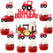 Sursurprise Tractor Cake Topper Red for Boys Girls, 12 PCS Tractor Cupcake Toppers, Tractor Cake Decorations Age 2 3, Tractor Themed Birthday Party Supplies