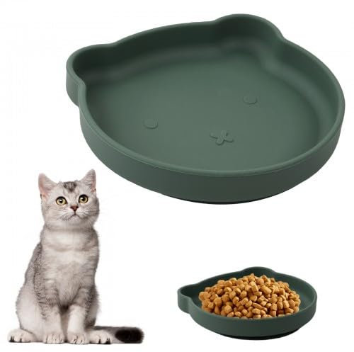 Dokeno Gamelle pour Chat en Silicone Gamelles pour Chat avec Ventouse Bol pour Chat Antidérapante Gamelle pour Chat pour Nourriture Sèche et Humide Gamelle Plate pour Chiots Chats Petits Animaux