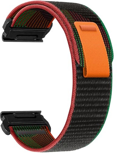 ZoRoll 26mm QuickFit Armband für Garmin Tactix 8 51mm/Fenix 8 51mm/7X/6X GPS/6X PRO/5X/5X Plus/5X GPS, Elastisch Nylon Ersatzarmband für Garmin Enduro 3/Epix Pro/tactix 7 Pro - Schwarz & Rot