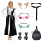 YRTBGD Mittelalter Kleidung Damen,Renaissance Kleid mit Elfenohren Waldelfen Kopfschmuck-Halloween Karneval Kostüm Damen (Schwarz, L)