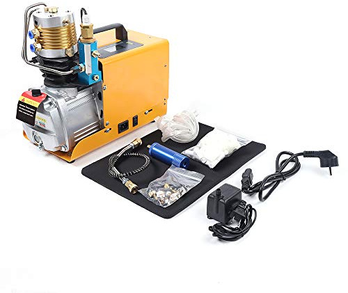 HauTour Compressore PCP 300 Bar Ad Alta Pressione 1800W 30MPa 4500PSI Pompa Elettrica Dell'Aria Per Airgun Subacquea Paintball E Bombole Subacquee Colore Giallo