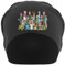 Niedliche Cartoon-Figuren mit Haustieren, Unisex, dünne Baumwolle, Slouch-Beanie, Schwarz, Schwarz , Einheitsgröße