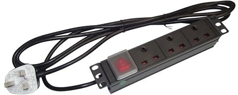3 Way UK PDU 10 Inch Rack Mount 3m Lead 1U