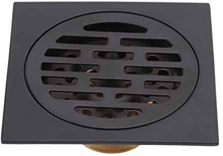 Scarico a Pavimento per Doccia Quadrato con Griglia di Copertura Rimovibile, Filtro Antico in Acciaio Inossidabile e Rame, Scarico a Pavimento Antico in Stile Europeo per Cucine