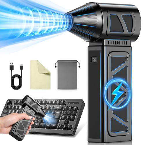 Plumero eléctrico de aire comprimido, mini soplador de aire portátil de 300.000 RPM con motor sin escobillas 52m/s, ventilador de conducto industrial para limpieza electrónica