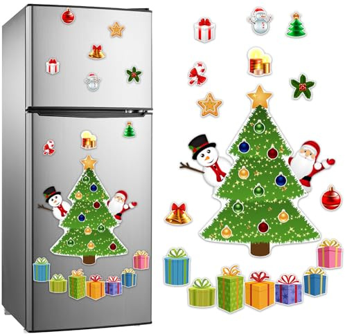 Magnetic Christmas Tree Stickers for Refrigerator, Fridge, Metal Door - DIY Christmas Decorations (Style C)