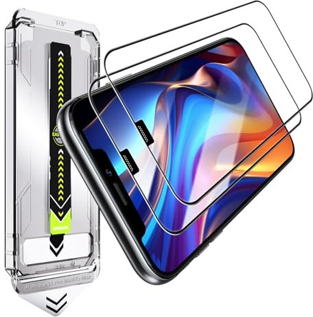 PuyaTeya 2 Pièces Verre Trempé pour iPhone 11 pro max/Xs max, Dépoussiérage Automatique, Installation Rapide, Dureté 9H Résistant aux Rayures, Sans Bulles, Couverture Complète Protection écran