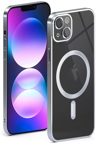 ONEFLOW für iPhone 13 Hülle für MagSafe mit Kameraschutz, Schutzhülle induktives Laden Durchsichtig, Handyhülle iPhone 13 Case Magnetisch, Silber