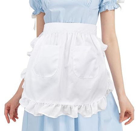 Nanxson Damen Mädchen Küchenschürze Retro Maid Kostüm Kochschürze Taillenschürze Half Schürze mit Tasche