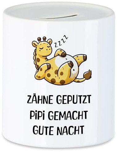 Hey!Print Zähne Geputzt Pipi Gemacht Gute Nacht Spardose Geschenk Lustige Giraffe Schlafen Kinder Spruch