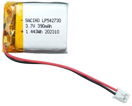 efaso Akku 3,7V Verschiedene Kapazitäten (mAh) & Verschiedene JST PH Stecker - Akkus kompatibel mit Dash Cams/Lautsprecher/Headset/Tastatur/Maus usw. (542730-3,7V 390mAh JST PH2.0-2P Stecker)