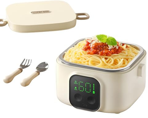 Lonchera eléctrica inalámbrica, calentador de alimentos recargable con recipiente SS de 800 ml, lonchera térmica a batería, perfecta para viajes, oficina, coche, construcción, calentamiento hasta 8