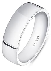 Amberta Massiver 925 Sterling Silber Ehering Mann | 5 6 8 mm Silber Poliert Daumenring Komfort Passform Bandring Herren: 6 mm - Größe 62.2
