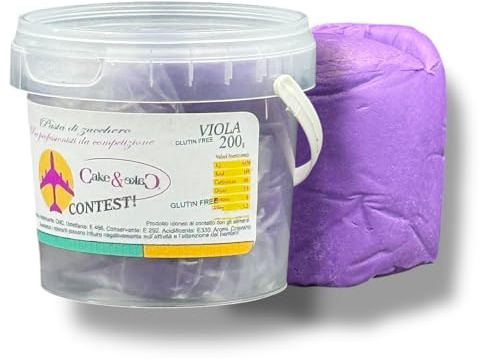 Cake&Cake Contest Pasta Di Zucchero Da Modeling Colorata Da 800Gr In Secchiello Trasparente Con Tappo A Pressione Salva Aria. Resistente, Elastica, Resistente Al Caldo E All'Umidità (Viola)