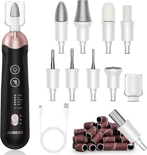 Electric Nail File & Drill Kit: Pedicure Sets for Feet & Hands Care with Electric Nail Drill, 9 Attachments for Pain-Free Trimming, Buffing & Shaping | 5 Speeds, Pedicure Tools & Nail Kit Manicure Set