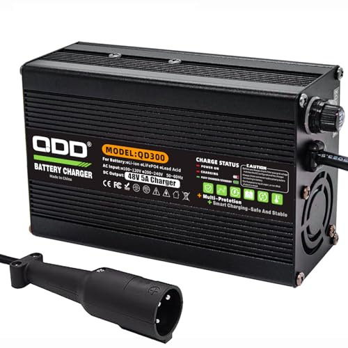 QDD Chargeur de batterie au plomb 48 V 5 A 48 V 5 A pour club Car Golf Cart avec prise de charge ronde à 3 broches