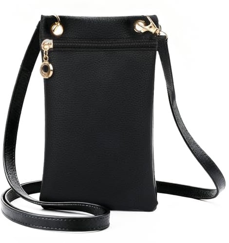 Handytasche zum Umhängen Damen,Klein Handy Umhängetasche,19x12,5 cm,Schwarz
