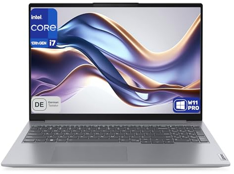 Lenovo ThinkBook 16 Gen 6 Business Ordinateur portable, Core i7-13700H, 32 Go de RAM DDR5, SSD PCIe 1 To, écran WUXGA (1920 x 1200), Intel Iris Xe Graphics, clavier allemand, W11 Pro, gris arctique