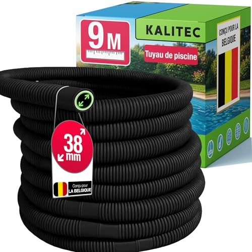 Kalitec 9m Poolschlauch 38mm Schwarz - Flexibler Schlauch für Poolpumpe