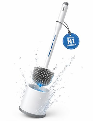 Escobilla Baño Silicona con Dispensador de Jabón - Escobilla WC Recargable Antigoteo con Soporte - Escobilla de Baño con Dispensador Integrado - Cepillo Inodoro Higiénico Flexible y Duradero