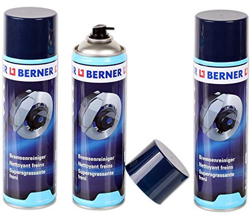 3 limpiadores de frenos de Berner, 500 ml, lata de limpiador de piezas