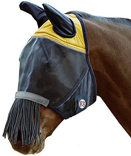 Derby Originals Reflective Safety Horse Fly Mask with Ears and Nose Cover Fringes