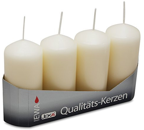Ebersbacher Kerzen 12er Pack Stumpenkerzen Champagner, ca. 40 x 90 mm (12 x 4 Stück) Kerze Kaminkerze Laternenkerze Dekoration