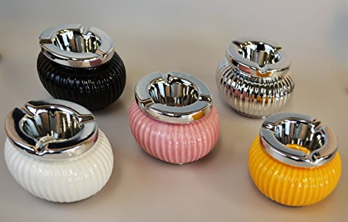 Aschenbecher Windaschenbecher Keramik Tischaschenbecher mit Deckel Bunt Farben (Blau)
