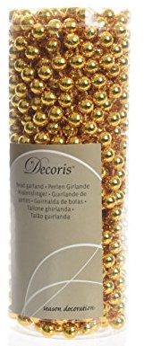 Kaemingk Perlenkette 8mm 10 L (Gold) Kunststoff Perlengirlande Perlenband Hochzeit Perlenschnur Deko