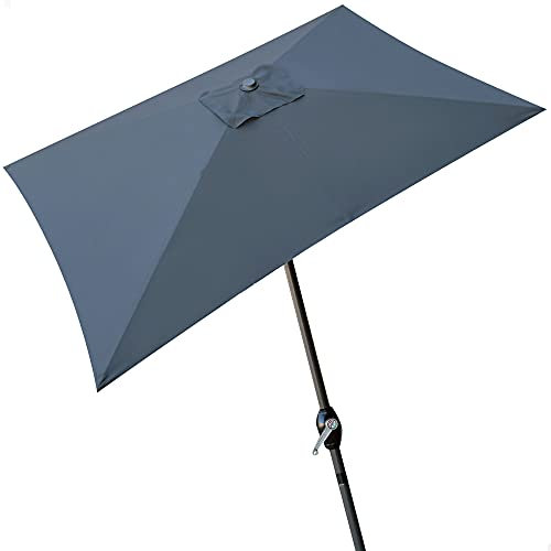 Aktive 53878 - Sombrilla jardín rectangular, Parasol terraza, Sombrilla rectangular, Toldo 3x2 m, Sombrilla terraza jardín, color antracita, mástil aluminio