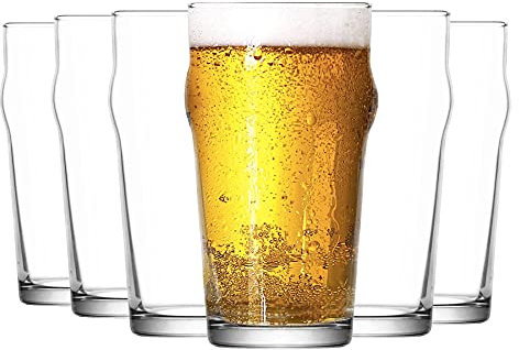 LAV 12x Clear 570ml Noniq Craft Beer Glasses - Large Lager Ale Cider Pilsner Drinking Pint Glass Pub Cup Set