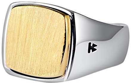 ANAZOZ Silber Ring 925 Herren Gebürsteter Gold Siegelring 14Mm Ring Bandringe Schmuck Verlobungsring Herren Ring Totenkopf Punk Ring Silber Gold Punk Schmuck für Männer Größe:67 (21.3)